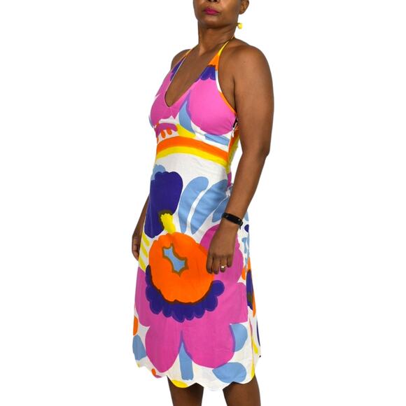 Vintage Marimekko Karuselli Halter Dress Pink Abstract Print Y2K Slip Shift 8 - Picture 14 of 16